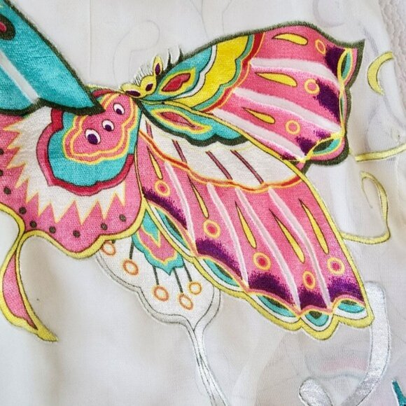 Surface Women's Oversized Sheer Blouse Size Medium Butterflies Beach Coverup - Picture 8 of 13